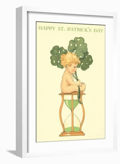 Happy St. Patrick's Day, Baby on Hourglass-null-Framed Art Print