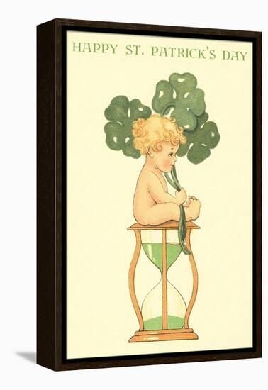 Happy St. Patrick's Day, Baby on Hourglass-null-Framed Stretched Canvas