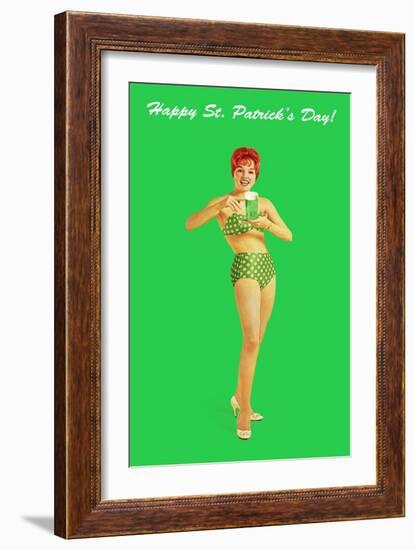 Happy St. Patrick's Day, Bikini Girl-null-Framed Art Print