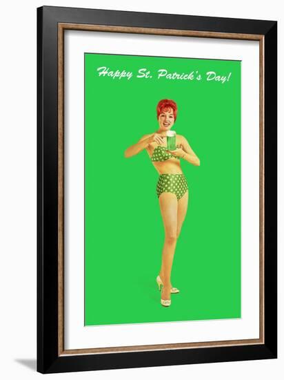 Happy St. Patrick's Day, Bikini Girl-null-Framed Art Print