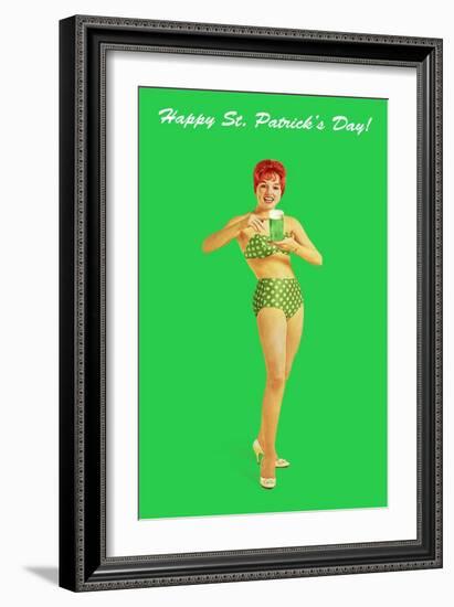 Happy St. Patrick's Day, Bikini Girl-null-Framed Art Print