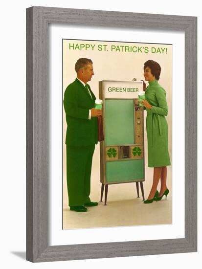 Happy St. Patrick's Day, Green Beer Vending Machine-null-Framed Premium Giclee Print