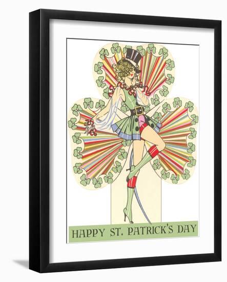 Happy St. Patrick's Day, Woman in Top Hat-null-Framed Art Print