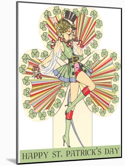 Happy St. Patrick's Day, Woman in Top Hat-null-Mounted Art Print