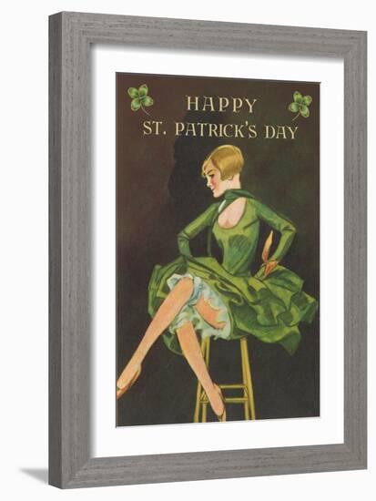 Happy St. Patrick's Day, Woman Showing Legs-null-Framed Art Print