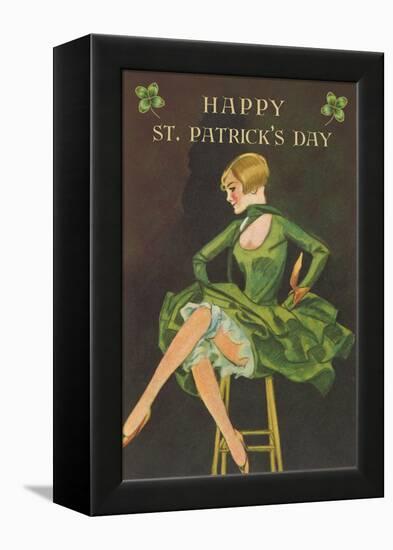 Happy St. Patrick's Day, Woman Showing Legs-null-Framed Stretched Canvas