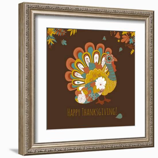 Happy Thanksgiving Beautiful Turkey Card-Alisa Foytik-Framed Art Print