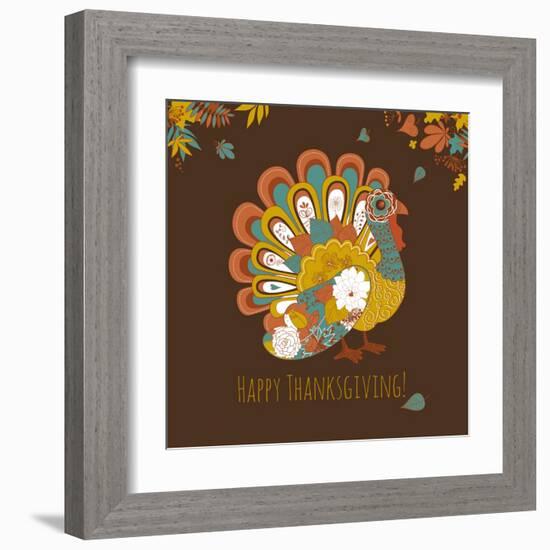 Happy Thanksgiving Beautiful Turkey Card-Alisa Foytik-Framed Art Print