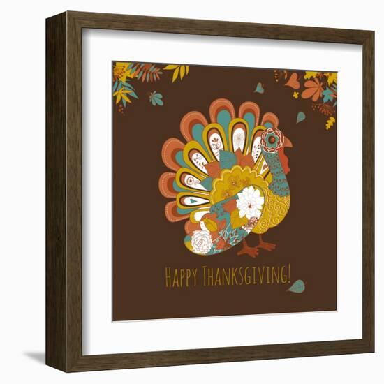 Happy Thanksgiving Beautiful Turkey Card-Alisa Foytik-Framed Art Print