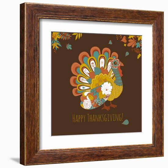 Happy Thanksgiving Beautiful Turkey Card-Alisa Foytik-Framed Art Print