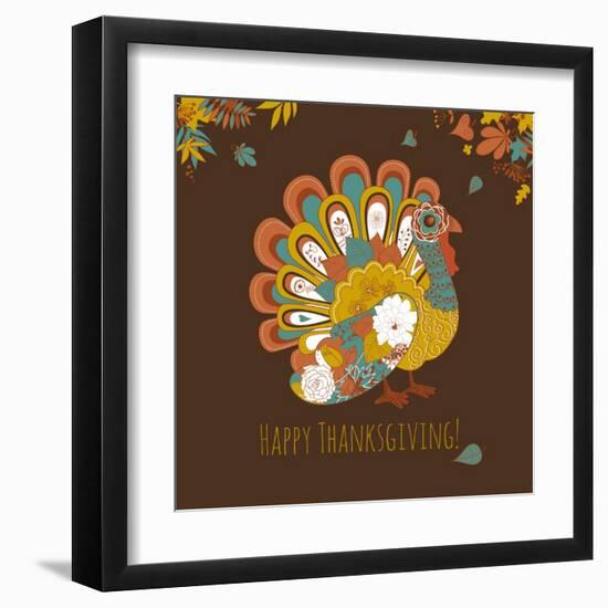 Happy Thanksgiving Beautiful Turkey Card-Alisa Foytik-Framed Art Print