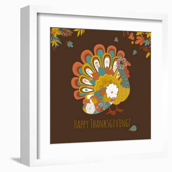 Happy Thanksgiving Beautiful Turkey Card-Alisa Foytik-Framed Art Print