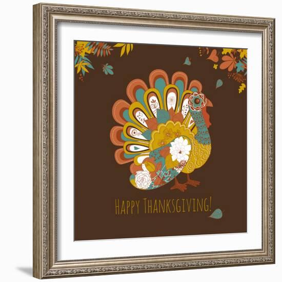 Happy Thanksgiving Beautiful Turkey Card-Alisa Foytik-Framed Art Print