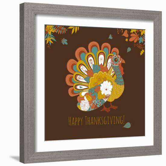 Happy Thanksgiving Beautiful Turkey Card-Alisa Foytik-Framed Art Print