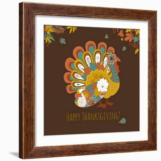 Happy Thanksgiving Beautiful Turkey Card-Alisa Foytik-Framed Art Print