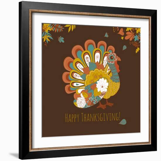 Happy Thanksgiving Beautiful Turkey Card-Alisa Foytik-Framed Art Print