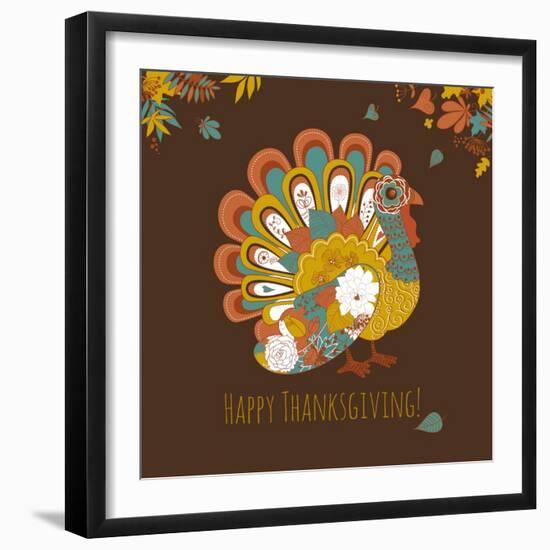 Happy Thanksgiving Beautiful Turkey Card-Alisa Foytik-Framed Art Print