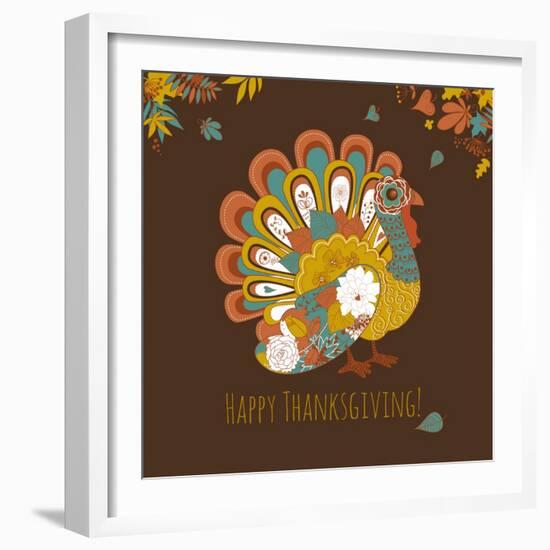 Happy Thanksgiving Beautiful Turkey Card-Alisa Foytik-Framed Art Print