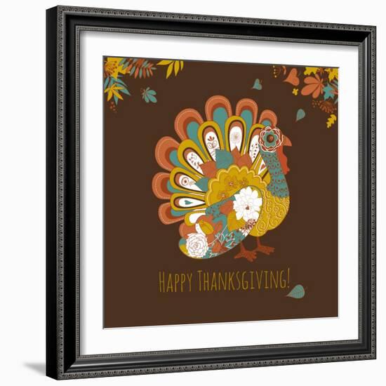 Happy Thanksgiving Beautiful Turkey Card-Alisa Foytik-Framed Art Print