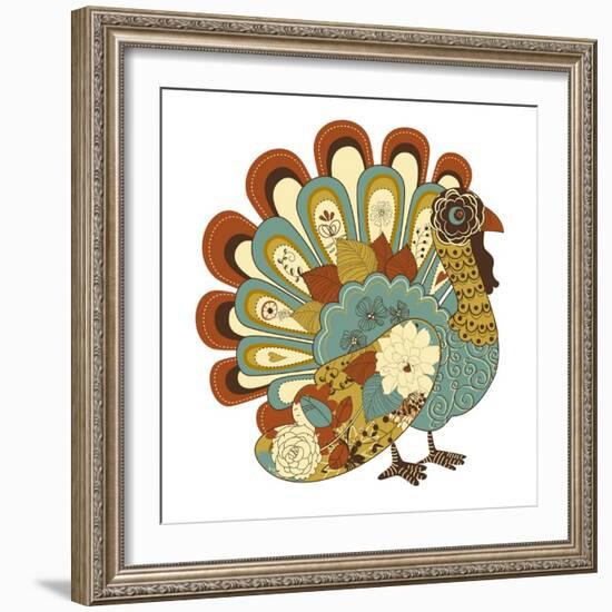 Happy Thanksgiving Beautiful Turkey Card-Alisa Foytik-Framed Art Print