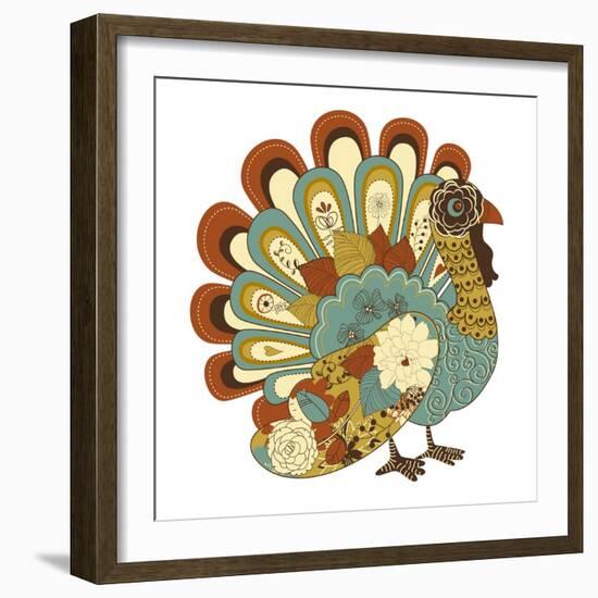 Happy Thanksgiving Beautiful Turkey Card-Alisa Foytik-Framed Art Print