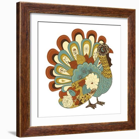 Happy Thanksgiving Beautiful Turkey Card-Alisa Foytik-Framed Art Print