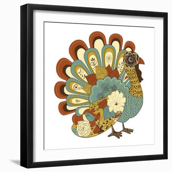 Happy Thanksgiving Beautiful Turkey Card-Alisa Foytik-Framed Art Print