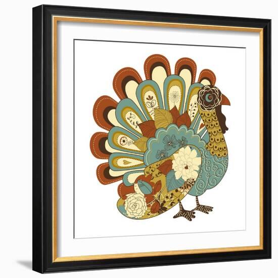 Happy Thanksgiving Beautiful Turkey Card-Alisa Foytik-Framed Art Print