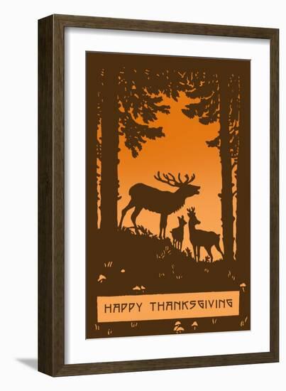 Happy Thanksgiving, Bugling Elk-null-Framed Art Print