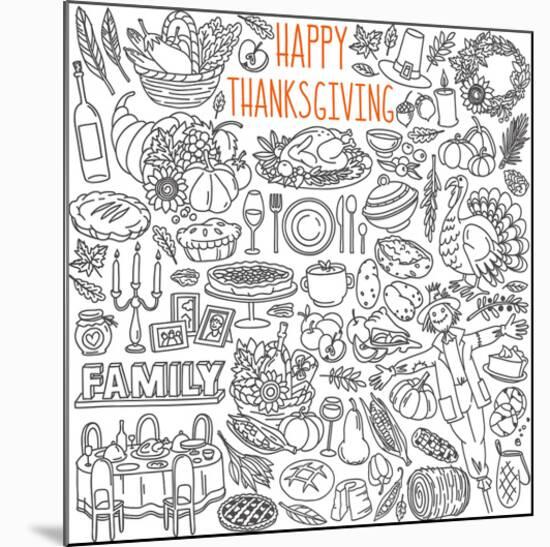 Happy Thanksgiving Coloring Art-null-Mounted Coloring Poster