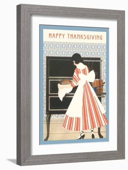 Happy Thanksgiving, Woman Cooking-null-Framed Art Print