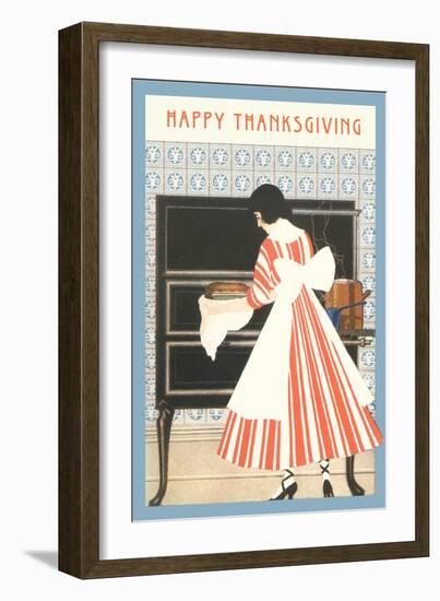 Happy Thanksgiving, Woman Cooking-null-Framed Art Print