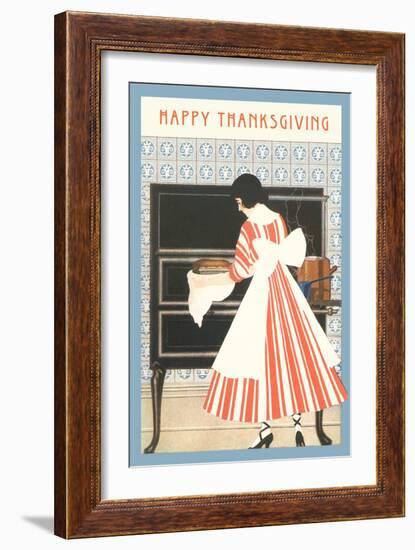 Happy Thanksgiving, Woman Cooking-null-Framed Art Print