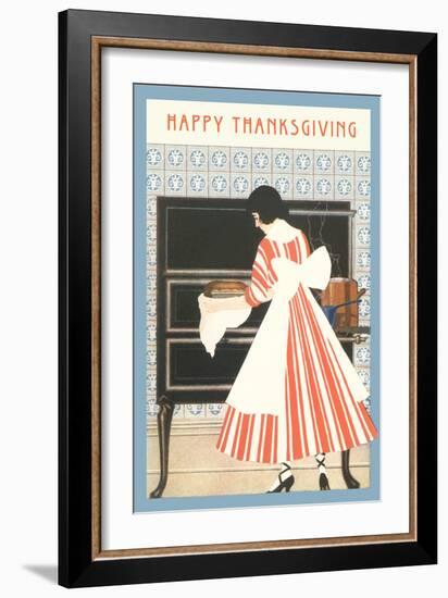 Happy Thanksgiving, Woman Cooking-null-Framed Art Print