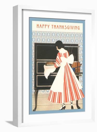 Happy Thanksgiving, Woman Cooking-null-Framed Art Print