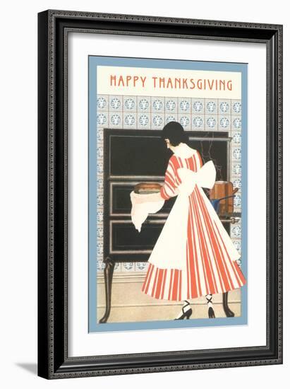 Happy Thanksgiving, Woman Cooking-null-Framed Art Print