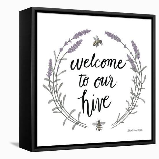 Happy to Bee Home Words II-Sara Zieve Miller-Framed Stretched Canvas