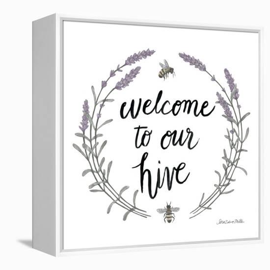 Happy to Bee Home Words II-Sara Zieve Miller-Framed Stretched Canvas