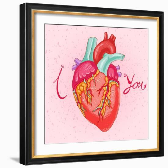 Happy Valentine's Day Card with Heart-karnoff-Framed Art Print