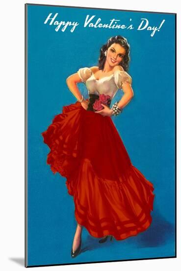 Happy Valentine's Day, Flamenco Dancer-null-Mounted Art Print