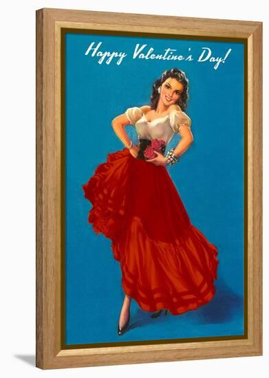 Happy Valentine's Day, Flamenco Dancer-null-Framed Stretched Canvas