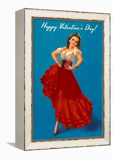 Happy Valentine's Day, Flamenco Dancer-null-Framed Stretched Canvas