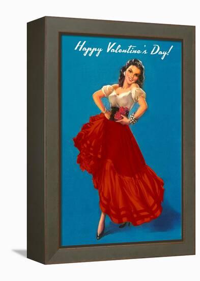 Happy Valentine's Day, Flamenco Dancer-null-Framed Stretched Canvas