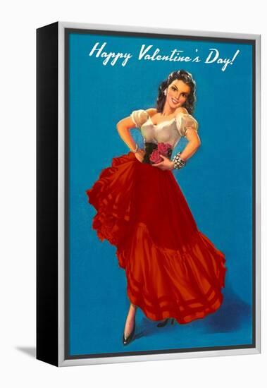 Happy Valentine's Day, Flamenco Dancer-null-Framed Stretched Canvas