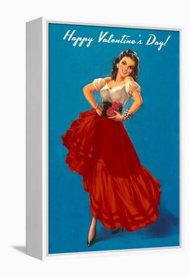 Happy Valentine's Day, Flamenco Dancer-null-Framed Stretched Canvas