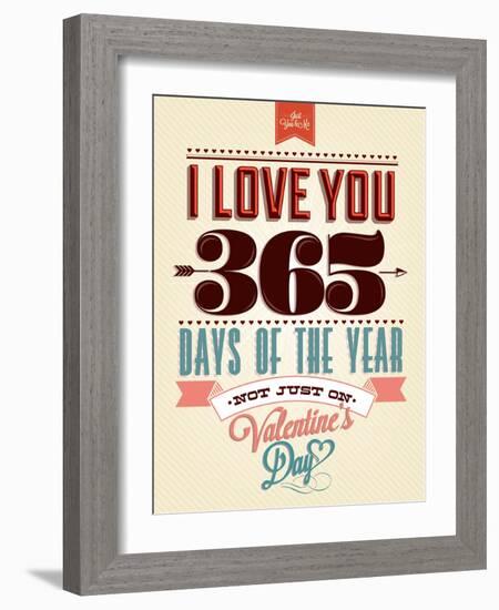 Happy Valentine's Day Hand Lettering - Typographical Background-Melindula-Framed Art Print