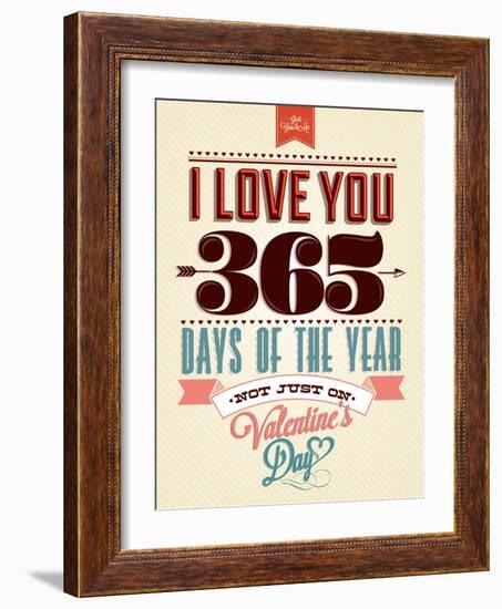 Happy Valentine's Day Hand Lettering - Typographical Background-Melindula-Framed Art Print