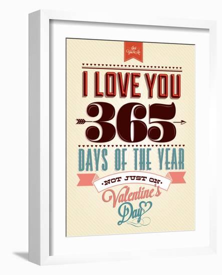 Happy Valentine's Day Hand Lettering - Typographical Background-Melindula-Framed Art Print