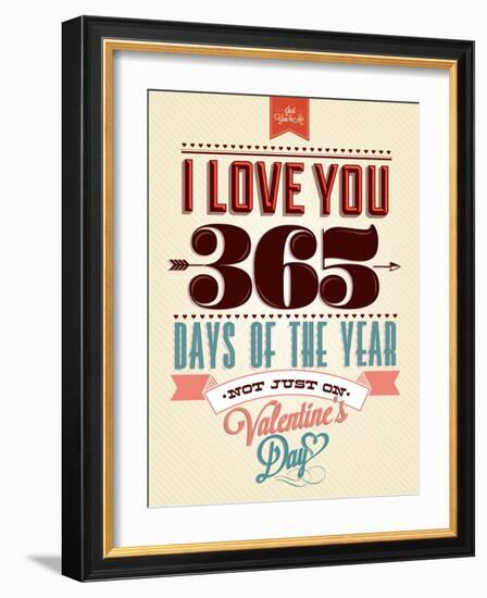 Happy Valentine's Day Hand Lettering - Typographical Background-Melindula-Framed Art Print