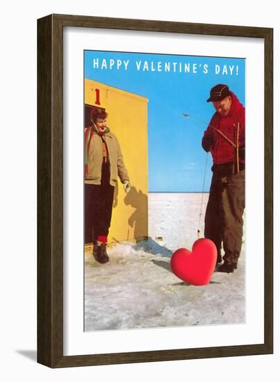 Happy Valentine's Day, Ice Fishing-null-Framed Art Print